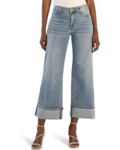 KUT from the Kloth Meg High Rise Fab Ab Wide Legs Roll Up Regular Hem | Jeans