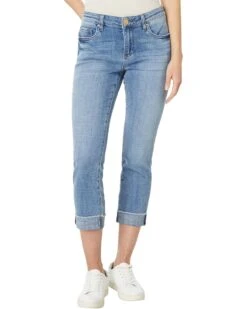 KUT from the Kloth Amy Crop Straight Leg- Roll-Up Fray In Gained | Jeans