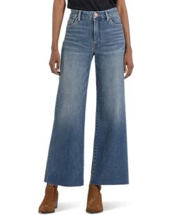 KUT from the Kloth Meg High-Rise Fab Ab Wide Leg Raw Hem in Milestone | Jeans -Wear Style Shop 81am3hVxbSL. AC SR736920