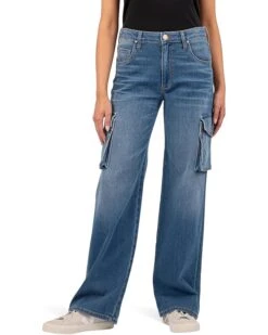 KUT from the Kloth Jodi High-Rise Fab Ab Wide Leg Five-Pocket with Side Flap Pocket in Invigorated | Jeans