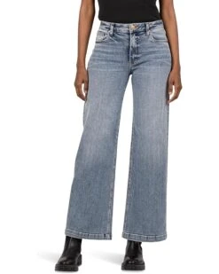 KUT from the Kloth Jean High-Rise Wide Leg Clean Hem in Enforce | Jeans