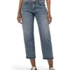 KUT from the Kloth Sienna Baggy Boyfriend Crop Roll-Up Reg Hem in Passion | Jeans