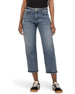 KUT from the Kloth Sienna Baggy Boyfriend Crop Roll-Up Reg Hem in Passion | Jeans
