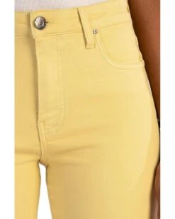 KUT from the Kloth Kelsey High-Rise Fab Ab Ankle Flare with Raw Hem in Lemon | Jeans -Wear Style Shop 81wZZ527q3L. AC SR736920