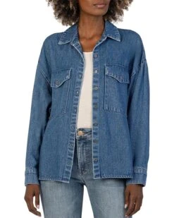 KUT from the Kloth Louella-Drop Shoulder Long Sleeve Top W/ Shirring | Shirts & Tops