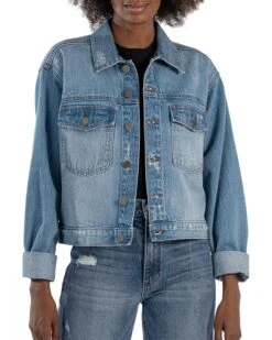 KUT from the Kloth Dolly Crop Jacket Frt Flap Pockets | Coats & Outerwear